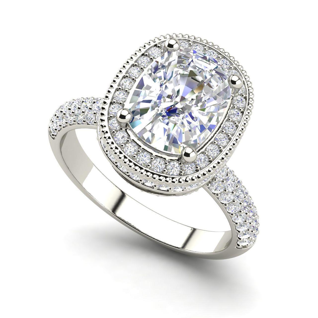 Halo 1 65 Carat Vvs2 F Cushion Cut Diamond Engagement Ring White