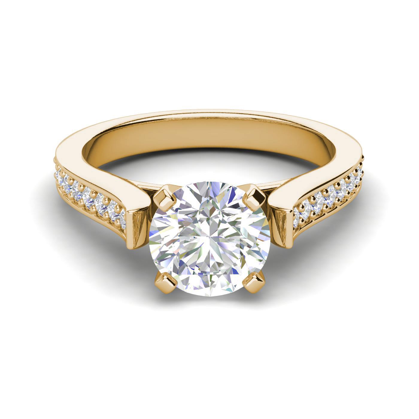 Channel 1.4 Carat SI1/F Round Cut Diamond Engagement Ring Yellow Gold eBay