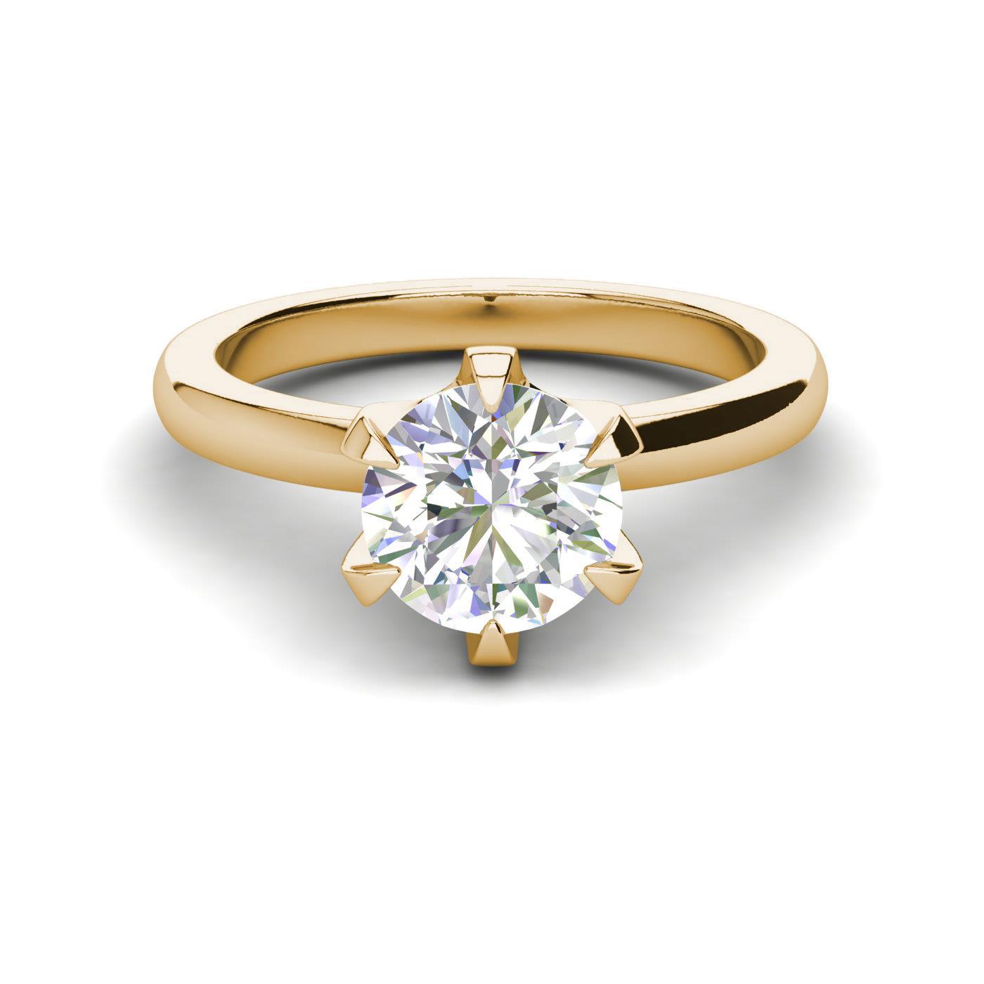 Solitaire 25 Carat Vs2d Round Cut Diamond Engagement Ring Yellow Gold