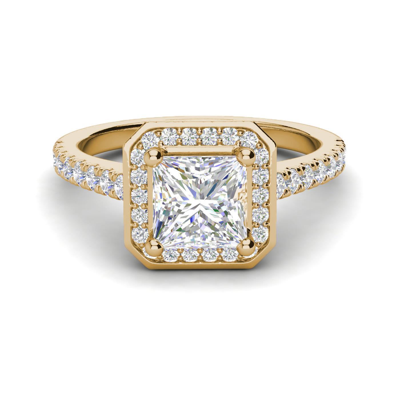 Halo Pave 1.7 Carat VS2/H Princess Cut Diamond Engagement Ring Yellow Gold eBay
