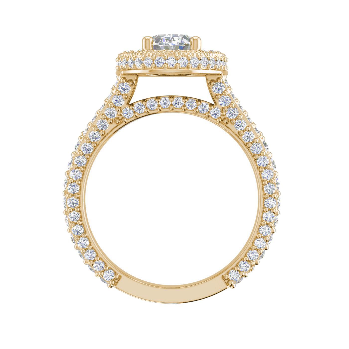 Pave Halo 3 35 Carat Si1 D Oval Cut Diamond Engagement Ring Yellow Gold