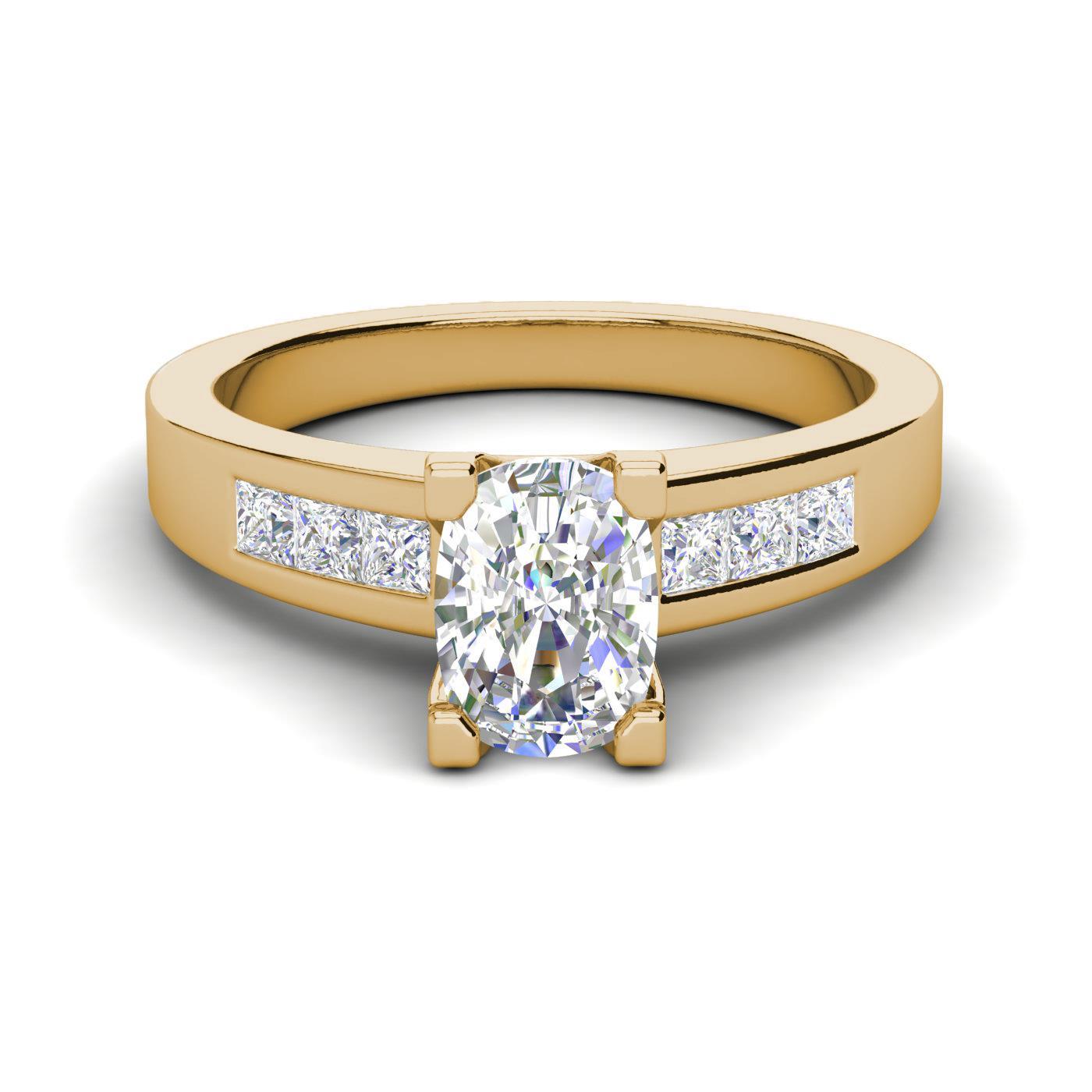 Channel Set 1.7 Carat VVS2/F Oval Cut Diamond Engagement Ring Yellow Gold eBay