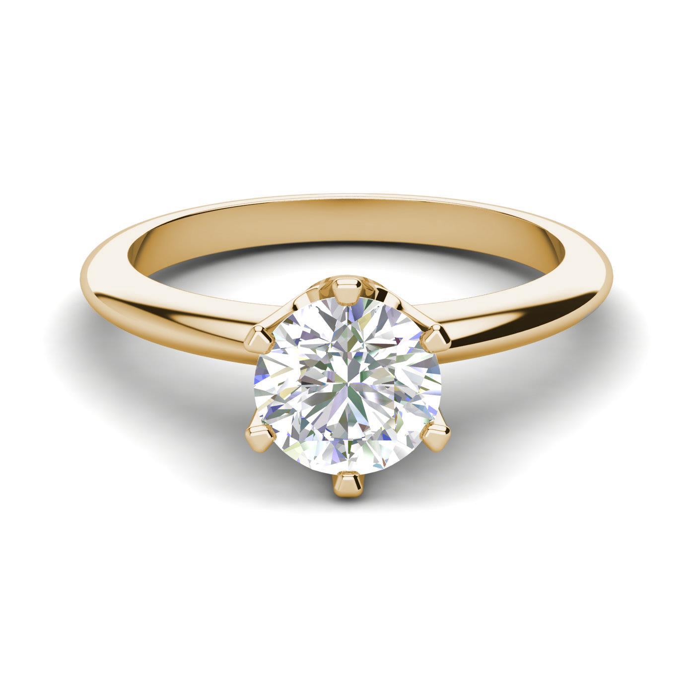 6 Prong Solitaire 1 Carat SI1/F Round Cut Diamond ...