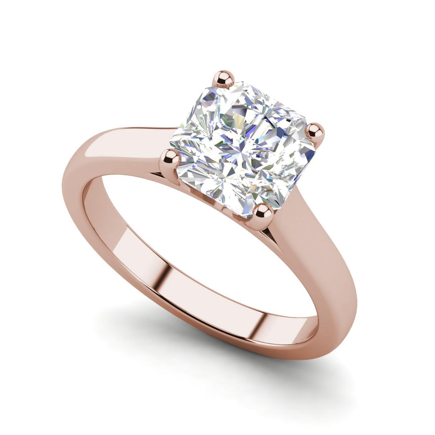 Solitaire 1 Carat Vs1 H Cushion Cut Diamond Engagement Ring Rose