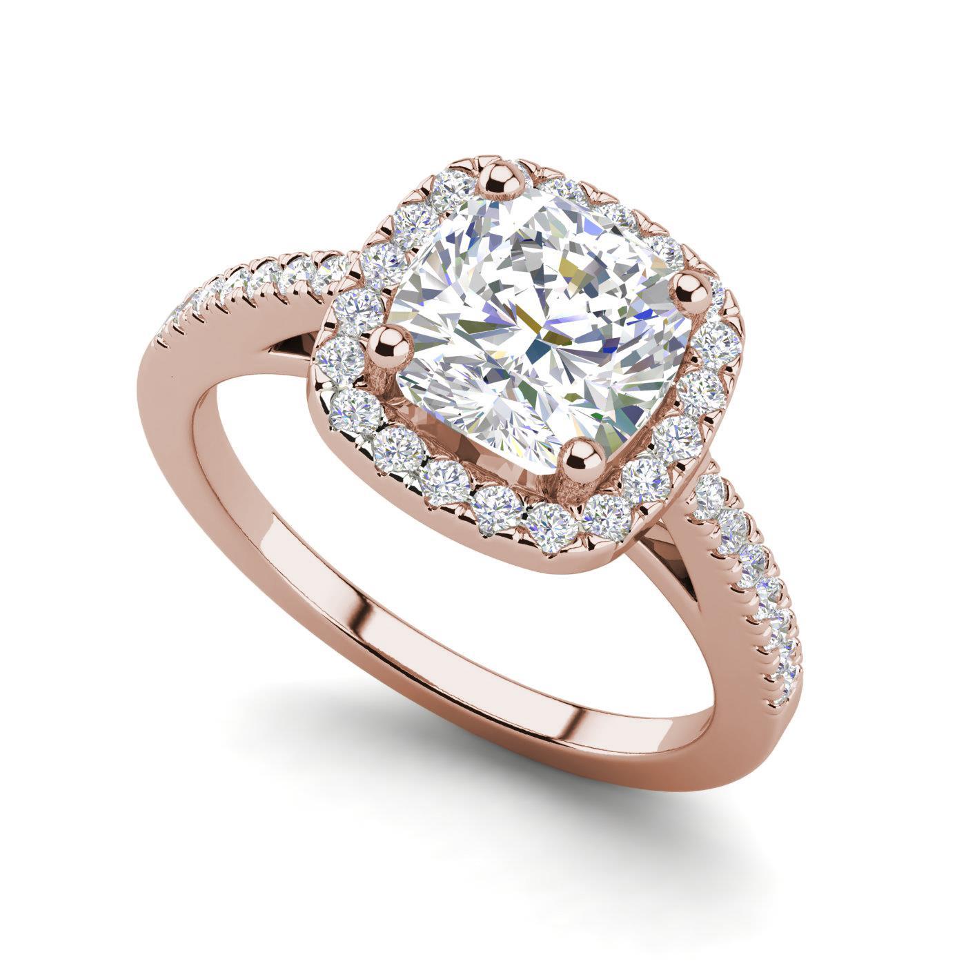 Halo 3 95 Carat Vs2 H Cushion Cut Diamond Engagement Ring Rose