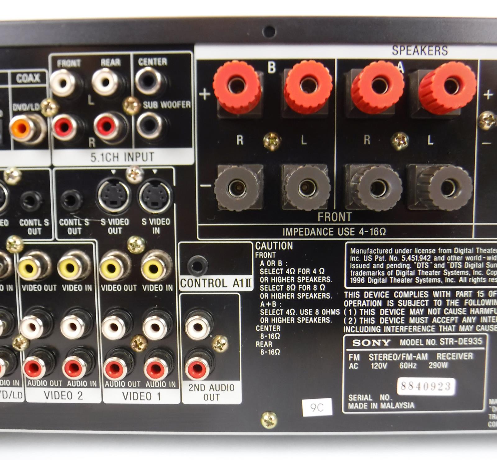 Sony STRDE935 Digital AV Control Center AM/FM Stereo Receiver TESTED