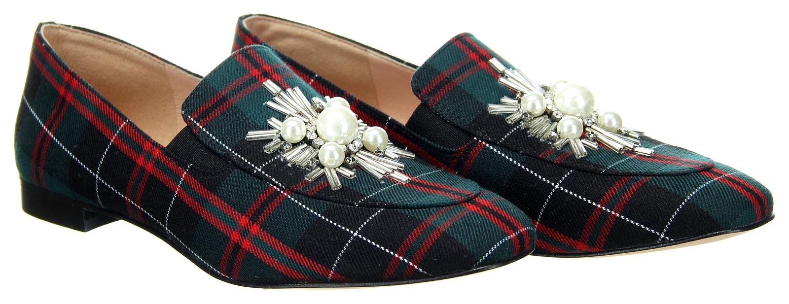 green plaid flats