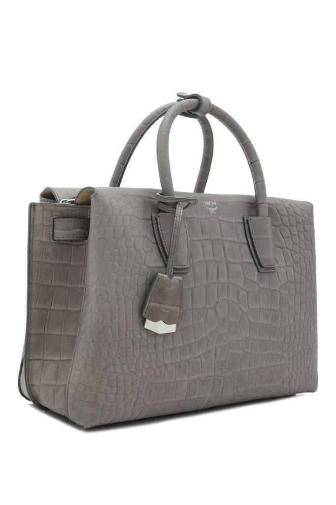 MCM Women&#39;s Milla Embossed Medium Crocodile Tote Handbag Purse Grey | eBay