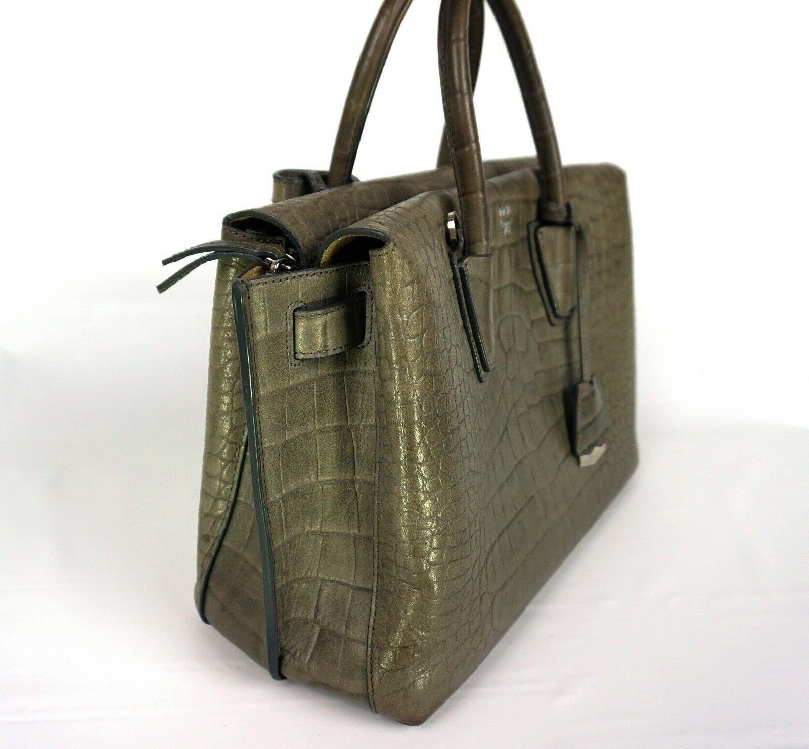 MCM Women&#39;s Milla Embossed Medium Crocodile Tote Handbag Purse Grey | eBay