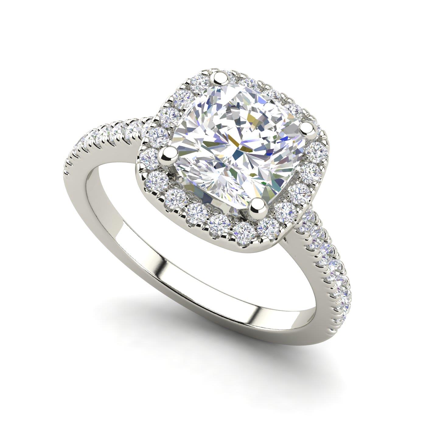 1 08 Ct Halo Pave Classic Cushion Cut Diamond Engagement Ring