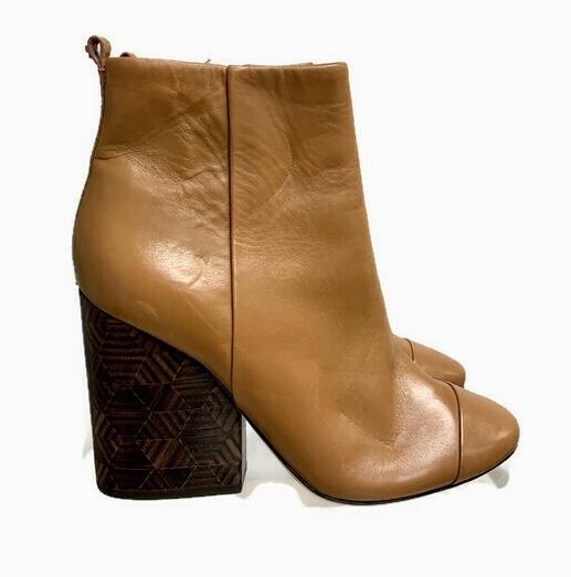 leather chunky heel booties