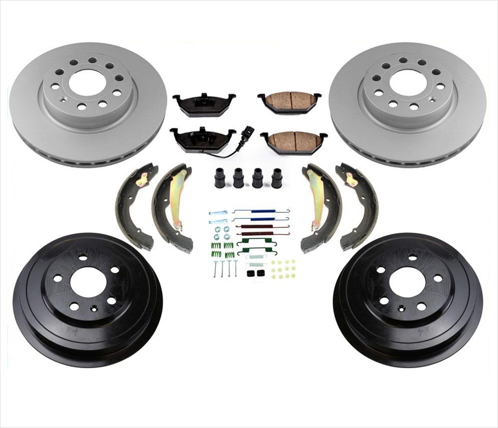 280MM Front Rotors Rear Drums Brake Pads for VW 1112 Jetta 2.0L 4 Door