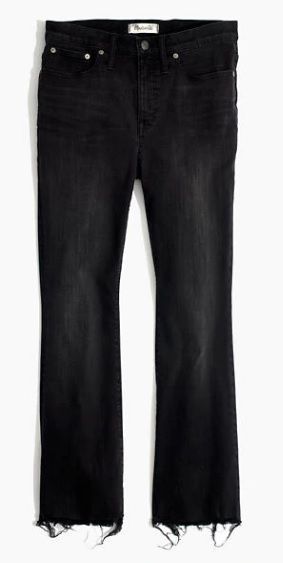 black chewed hem jeans