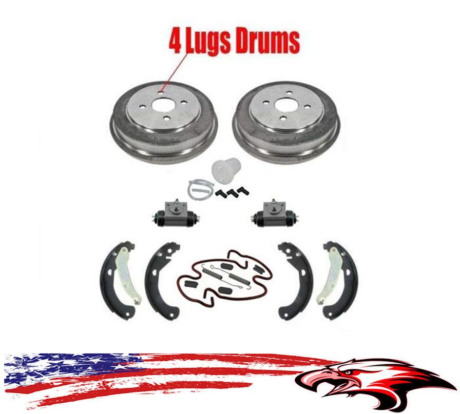 Rear Fit 06-08 Chevrolet Cobalt 5 Lug Duraplus Premium Brake Drums Shoes