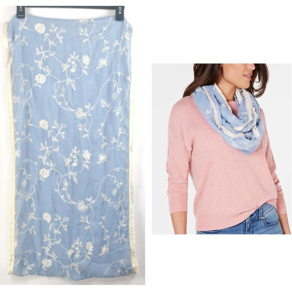 INC International Concepts Embroidered Spring Loop Scarf Blue or Pink OS New - Picture 4 of 5