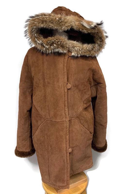 Marvin Richards J Percy Coyote Trim Hooded Suede Jacket Faux Fur Lined ...