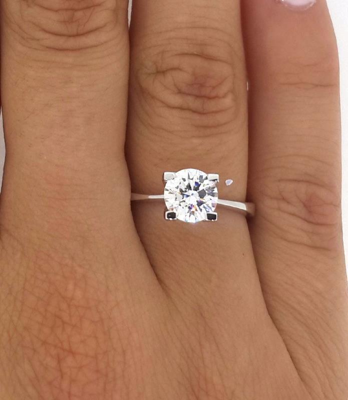 1.5 carat round cz halo engagement ring in white gold