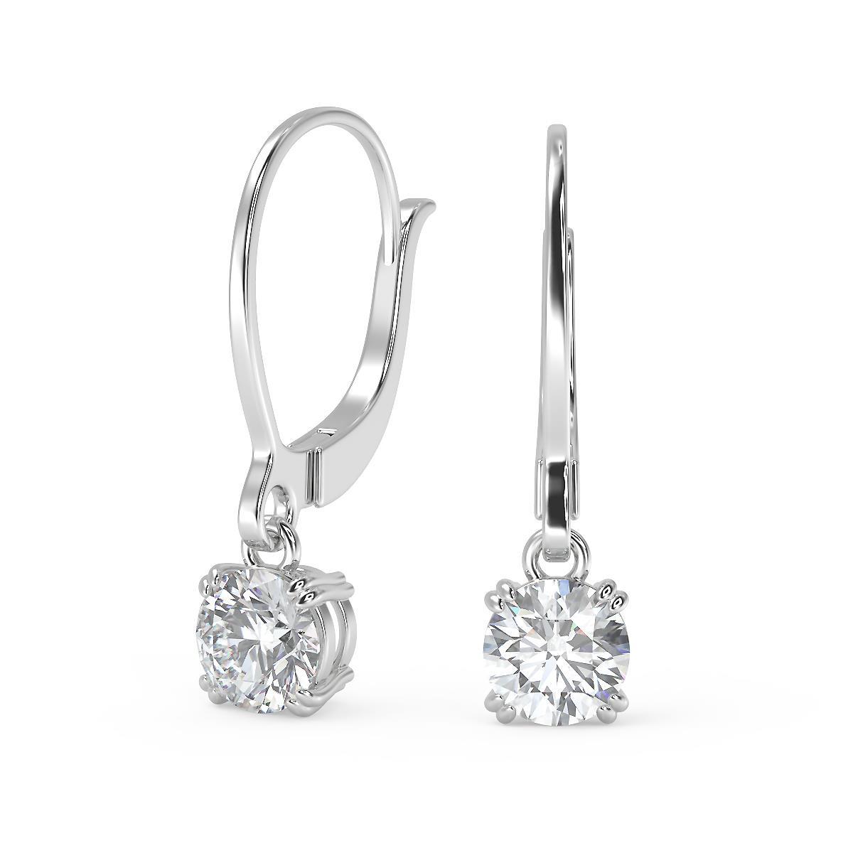 1 3 Ct Round Cut Double Prong Diamond Earrings Vvs1 D Leverback White Gold 18k Ebay