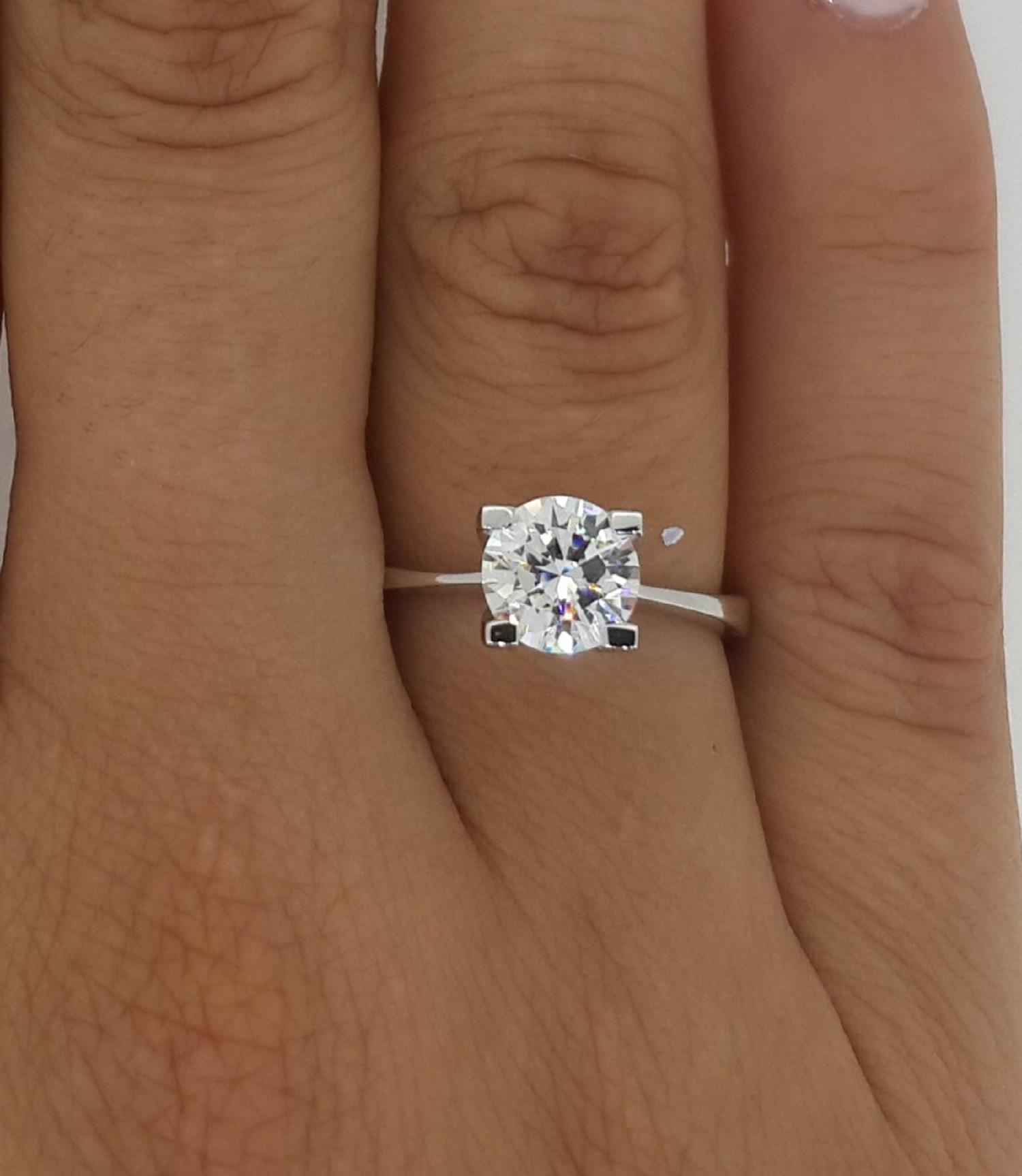 0 5 Ct 4 Prong Solitaire Round Cut Diamond Engagement Ring Si2 H White Gold 18k Ebay