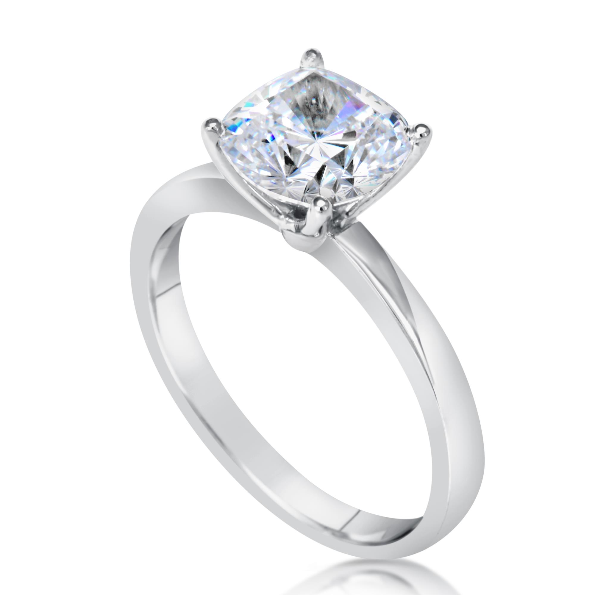 125 Ct 4 Prong Solitaire Cushion Cut Diamond Engagement Ring Si2 G