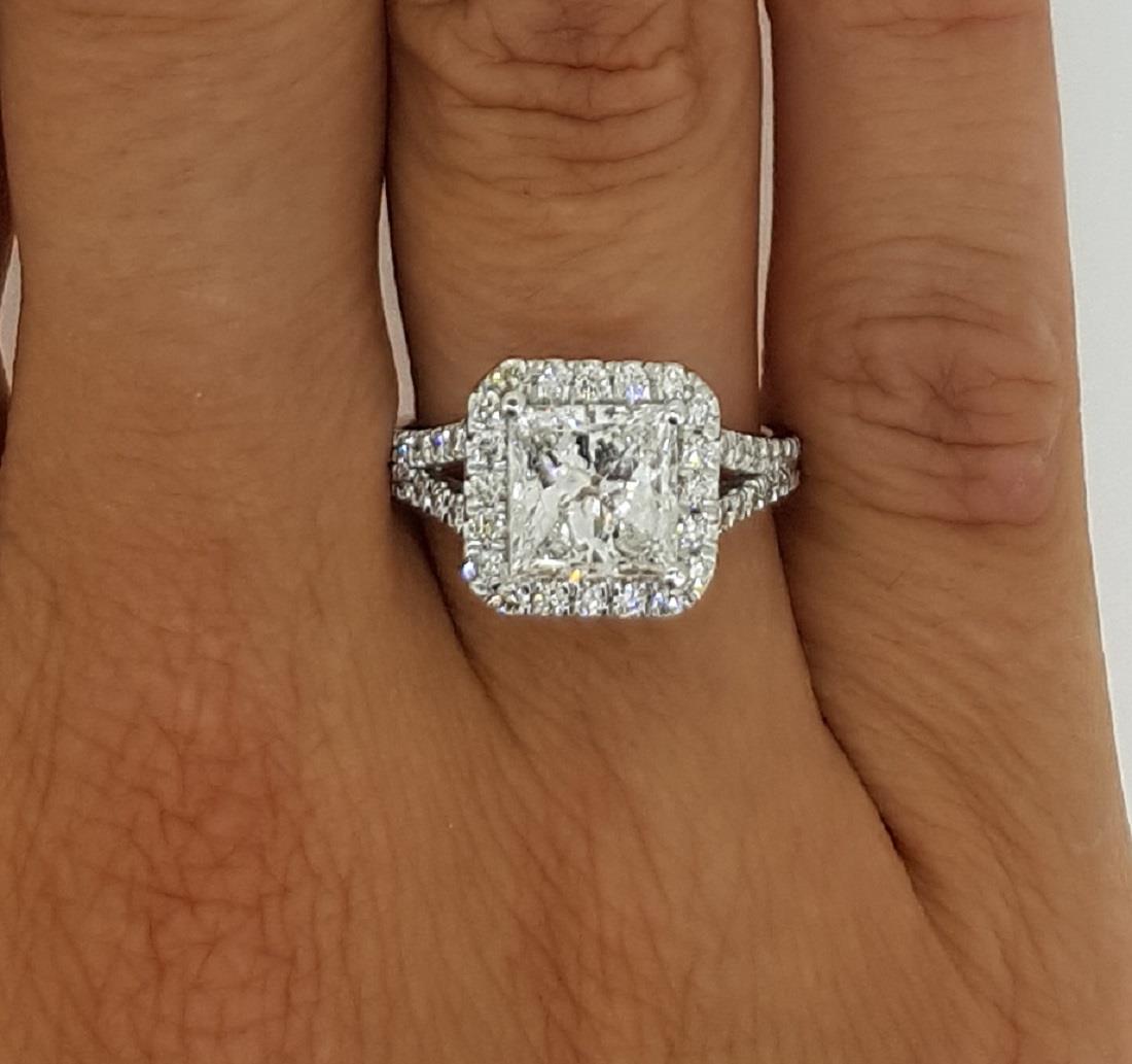 3 Ct Split Shank Pave Princess Cut Diamond Engagement Ring VVS1 D White ...