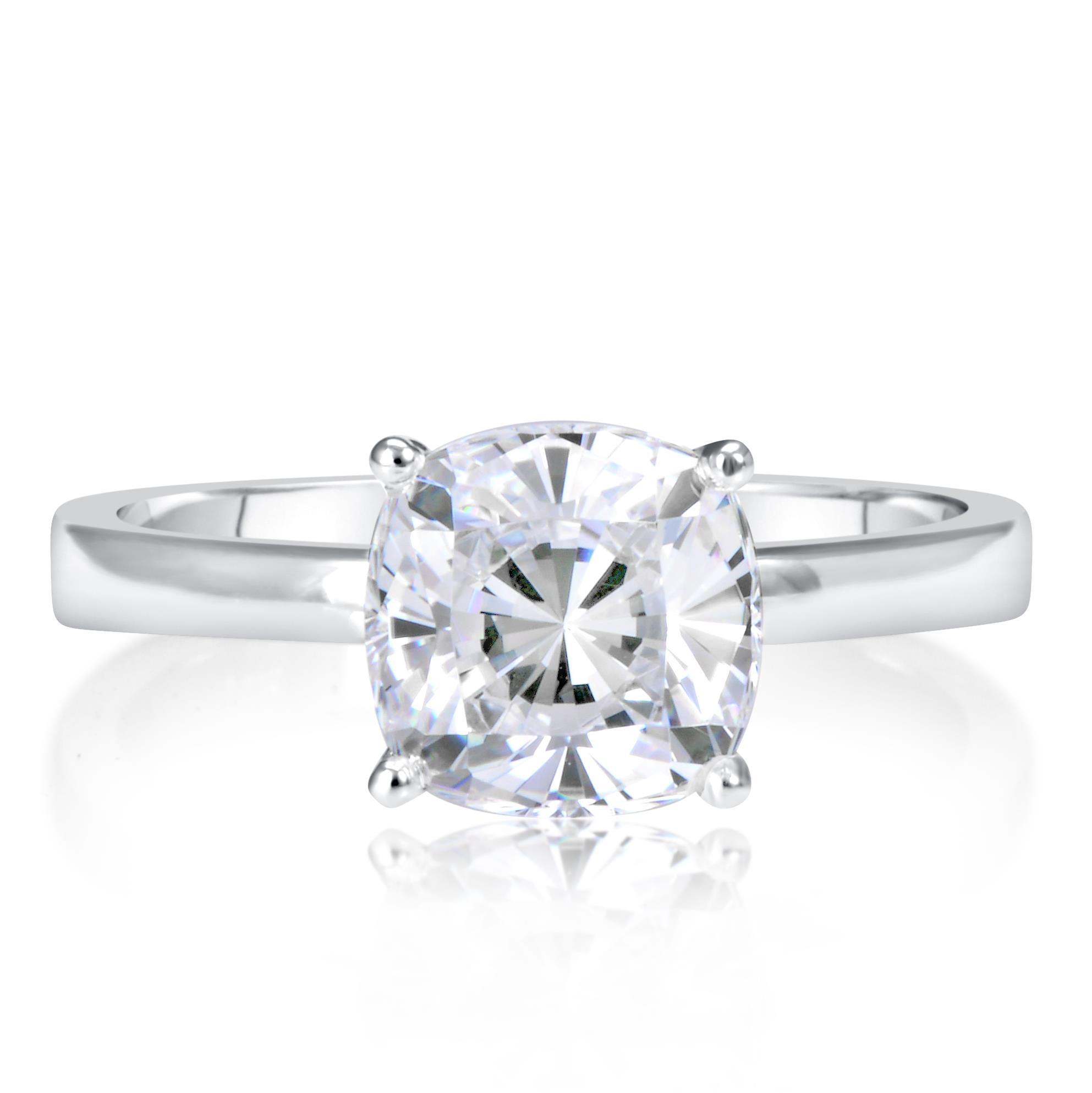 1.75 Ct 4 Prong Solitaire Cushion Cut Diamond Engagement Ring VS2 F ...