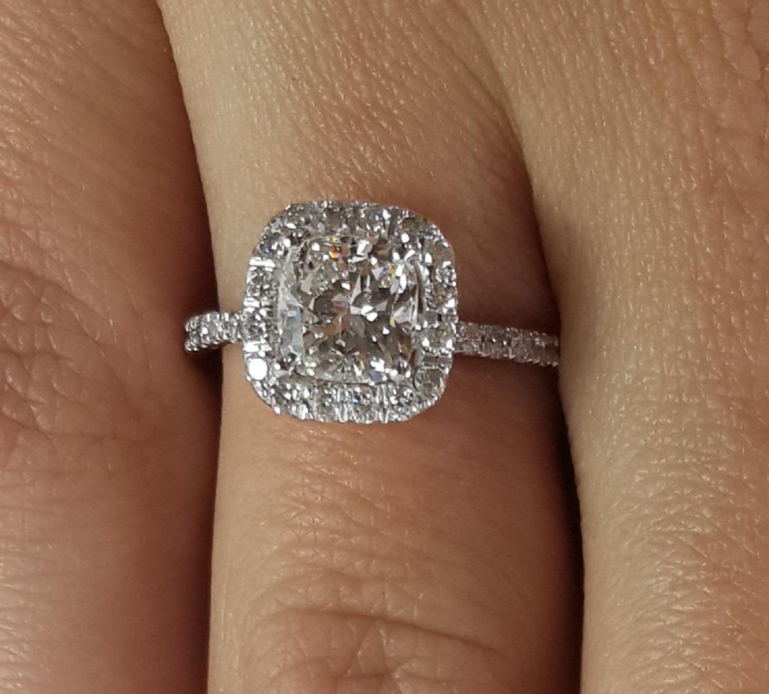1.20 Ct Cushion Diamond Engagement Wedding Ring 14K White Gold Over Size 6 7 9.5 