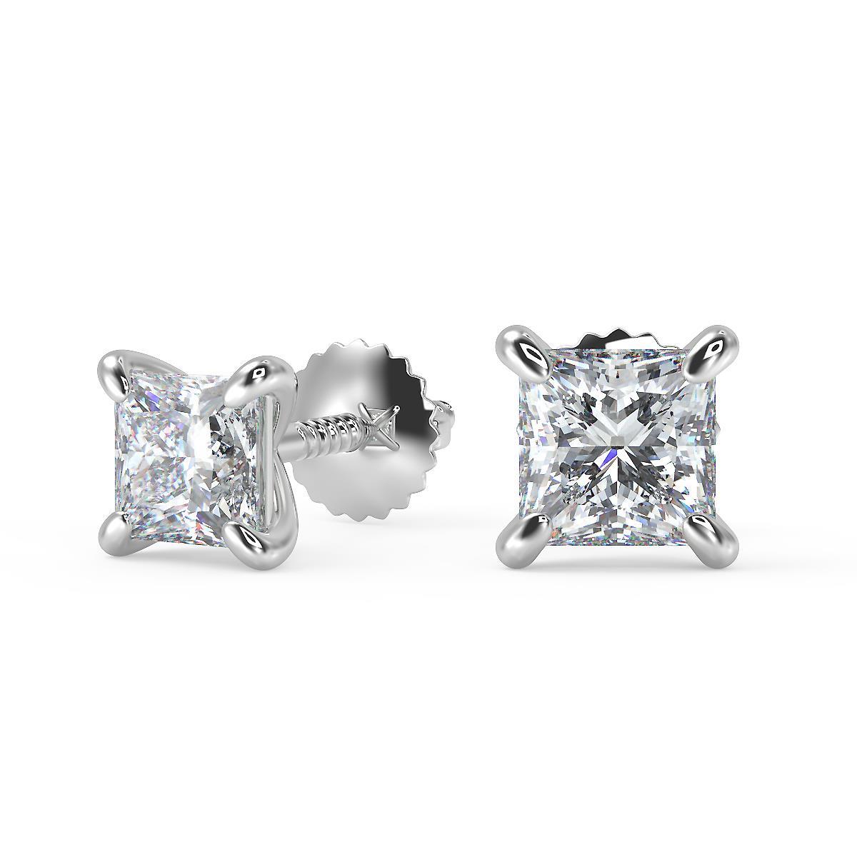 Princess Cut Diamond Earrings Screw Back Store, 54% OFF | www.hcb.cat