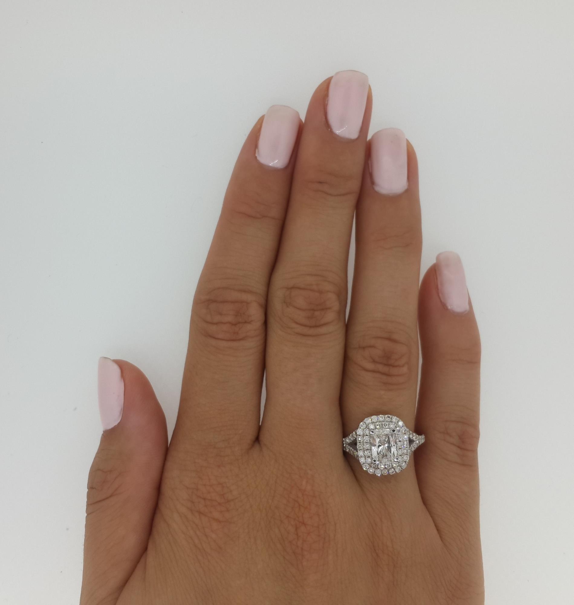 2 Ct Double Halo Split Shank Pave Cushion Cut Diamond Engagement Ring I1 E 14k eBay