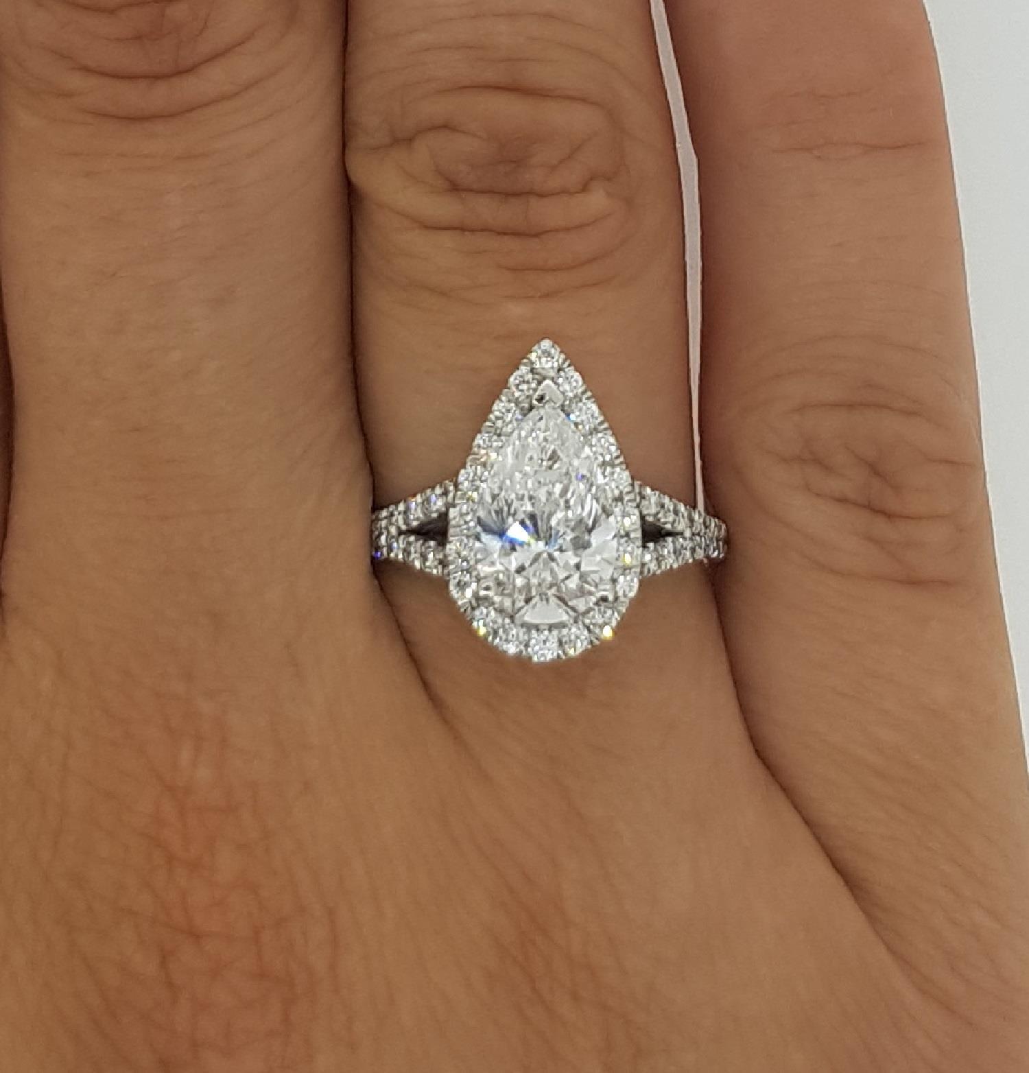 pear shaped split shank diamond ring