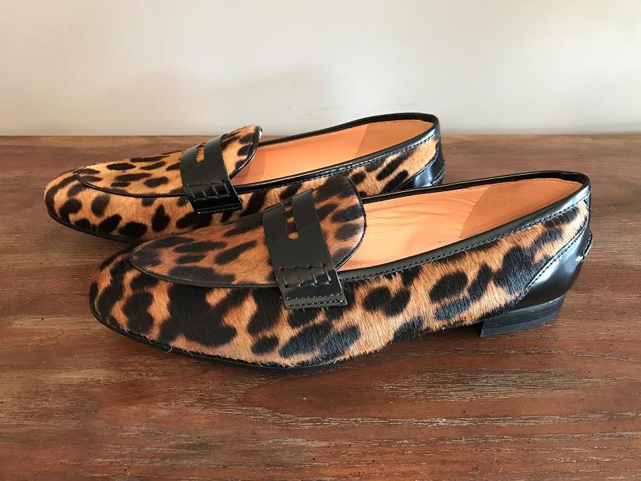 leopard penny loafers