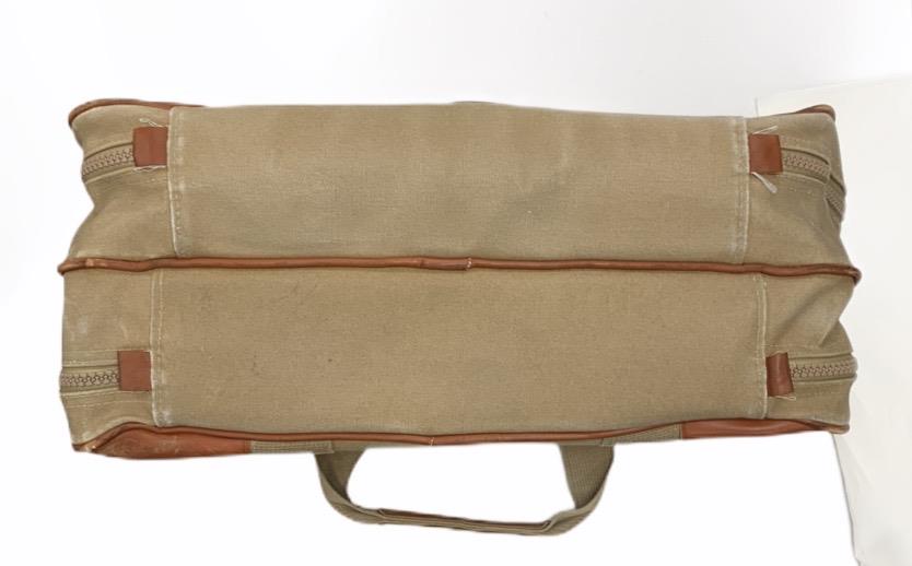 Vintage Lands End Square Rigger Duffle Carry On Weekender Canvas Crossbody Tan | eBay