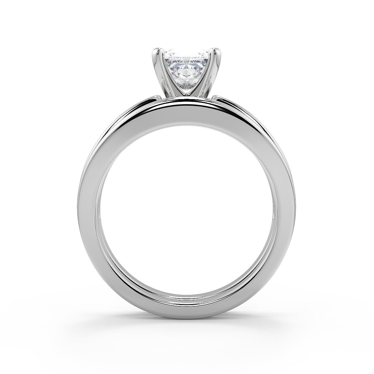 1.45 Ct Princess Cut Inset 4 Prong Diamond Engagement Ring Set VS1 H