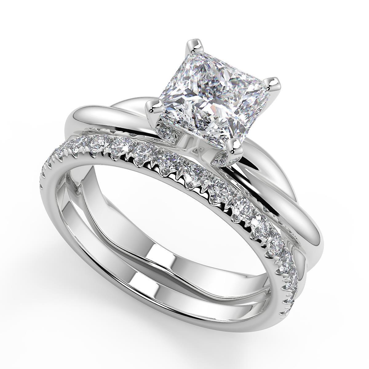 1.7 Ct Princess Cut Infinity Solitaire Rope Diamond Engagement Ring Set ...