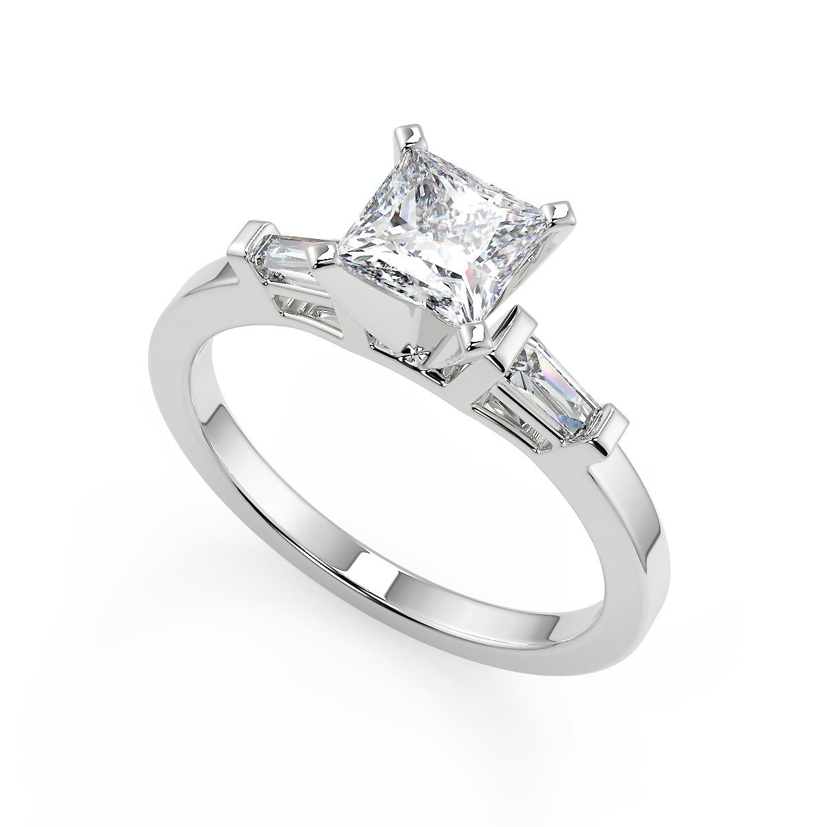 1.5 Ct Princess Cut Baguette Accents Diamond Engagement Ring Set VS1 H 18k | eBay