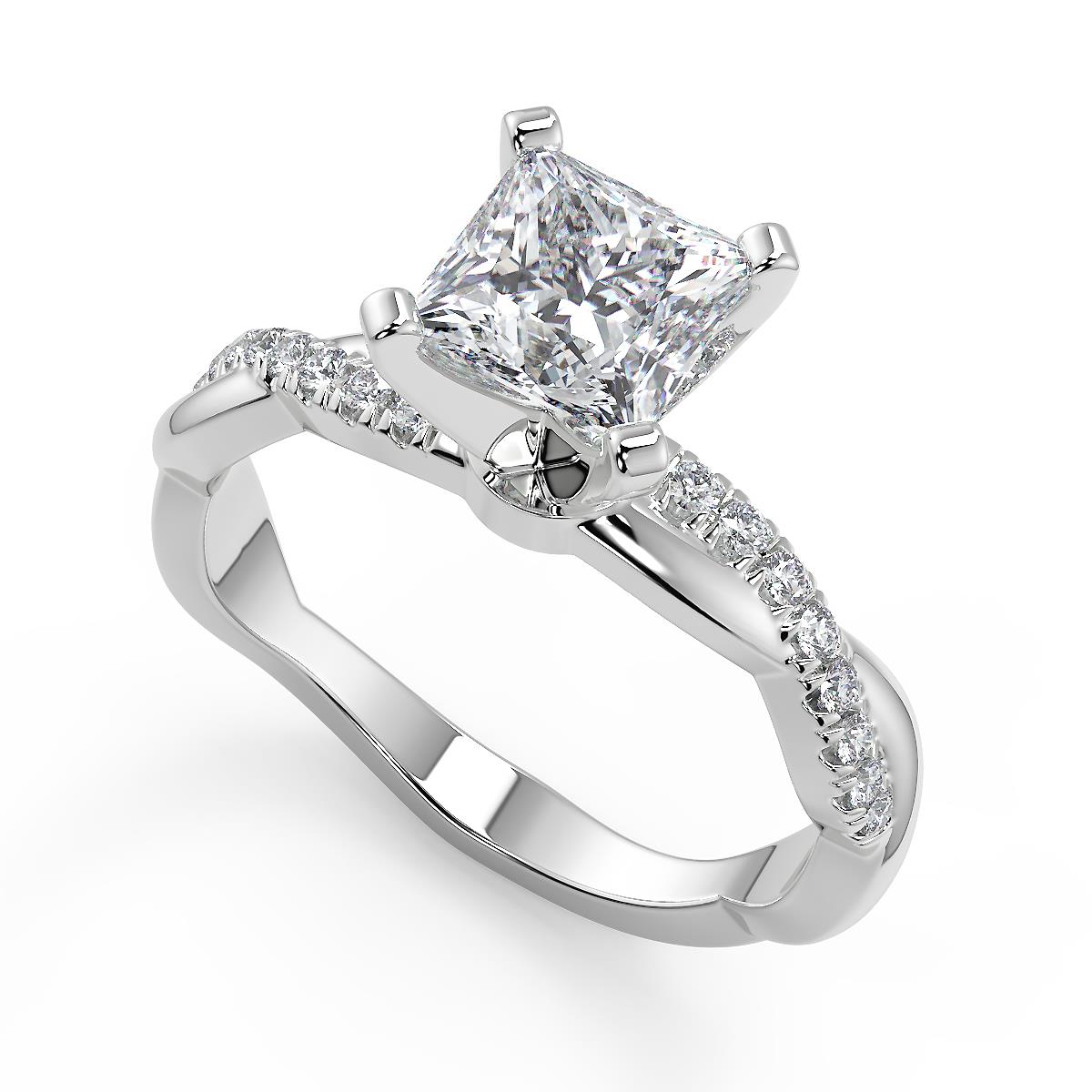 Twist pave diamond hot sale engagement ring