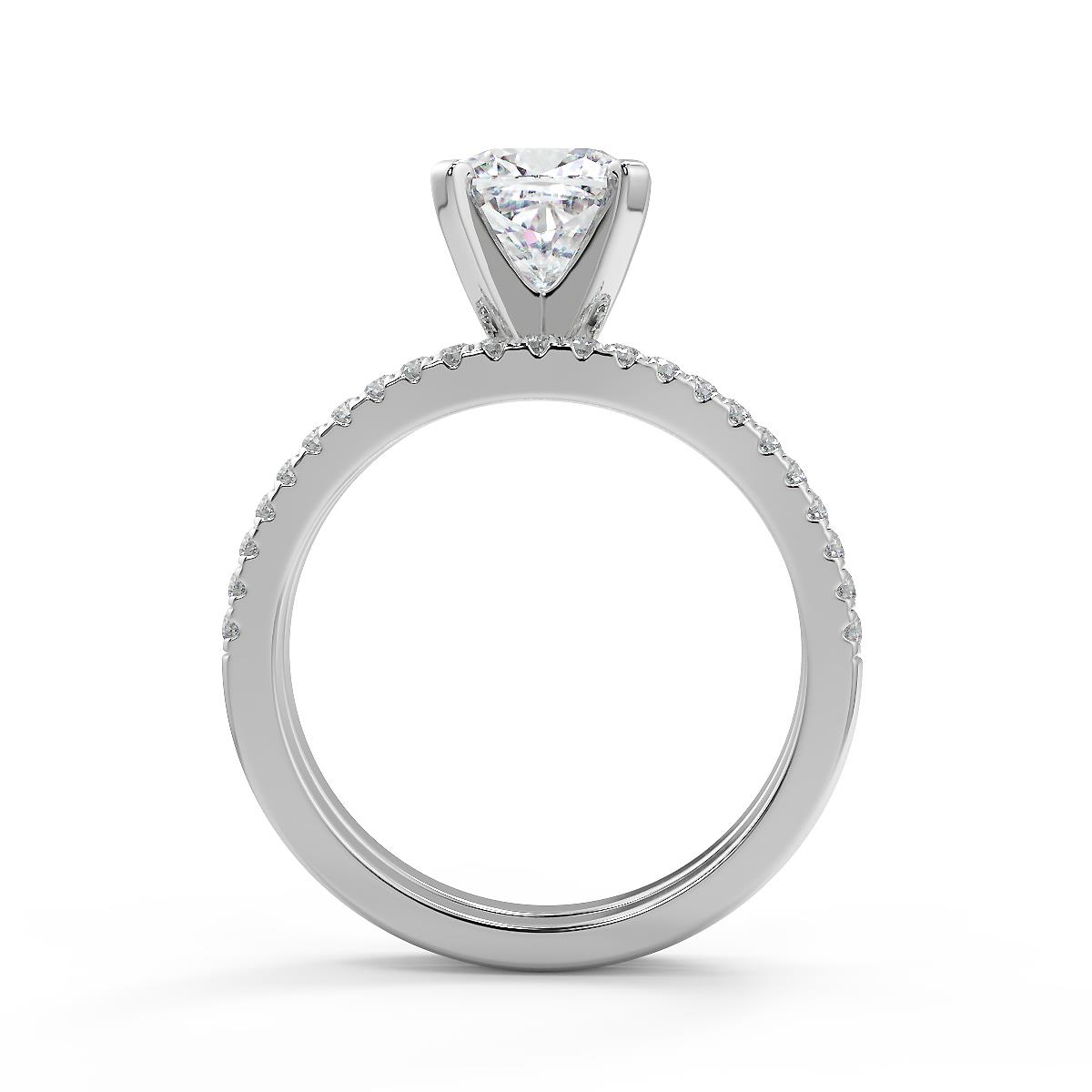 1.6 Ct Cushion Cut Petite Micro Pave Diamond Engagement Ring Set SI2 D ...