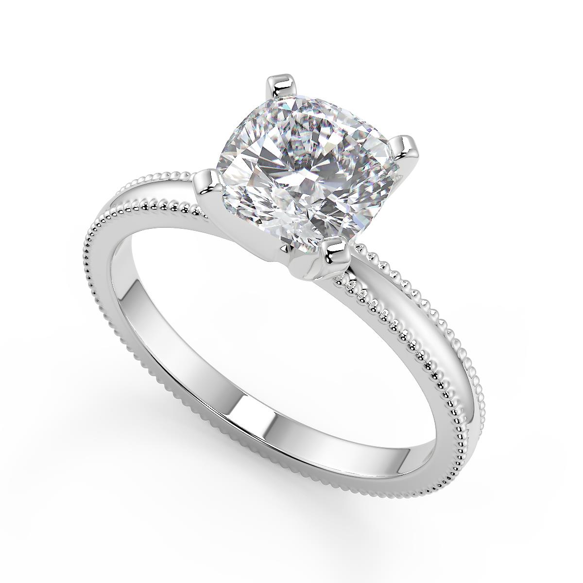 1 Ct Cushion Cut Milgrain Solitaire Diamond Engagement Ring VVS1 D Treated - Picture 2 of 7