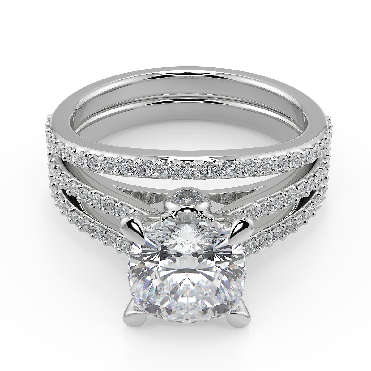 2 Ct Cushion Cut Double French Split Shank Diamond Engagement Ring Set ...