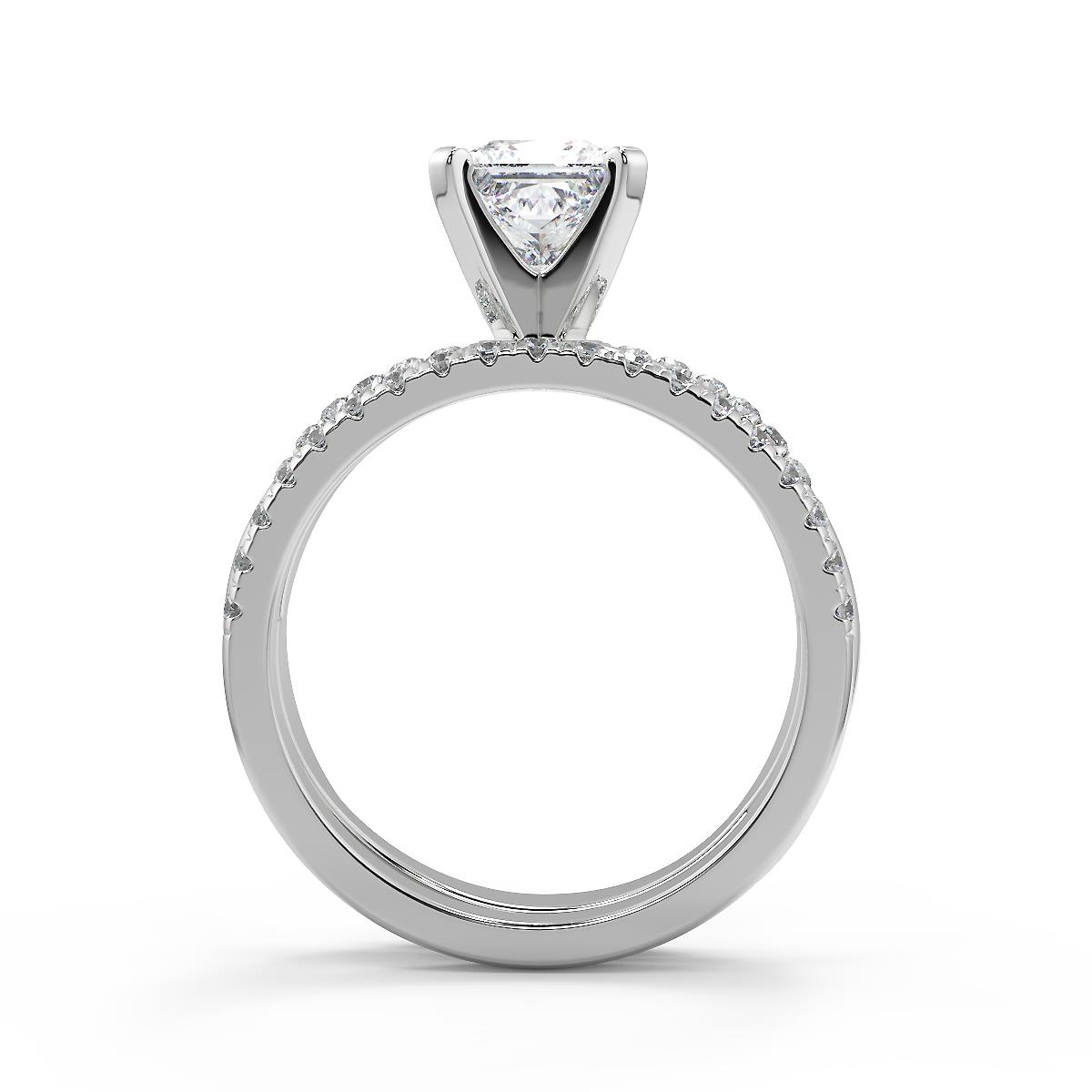 1.4 Ct Princess Cut Petite twist Pave Diamond Engagement Ring Set SI1 G ...