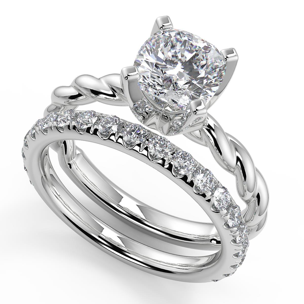 1.6 Ct Cushion Cut Twisted Rope Solitaire Diamond Engagement Ring VS2 F Treated