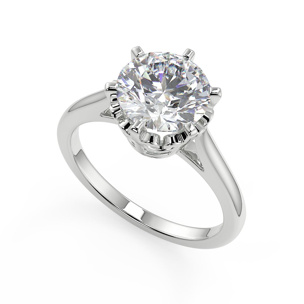 2.85 Ct Round Cut 6 Claw Crown Solitaire Diamond Engagement Ring Set ...