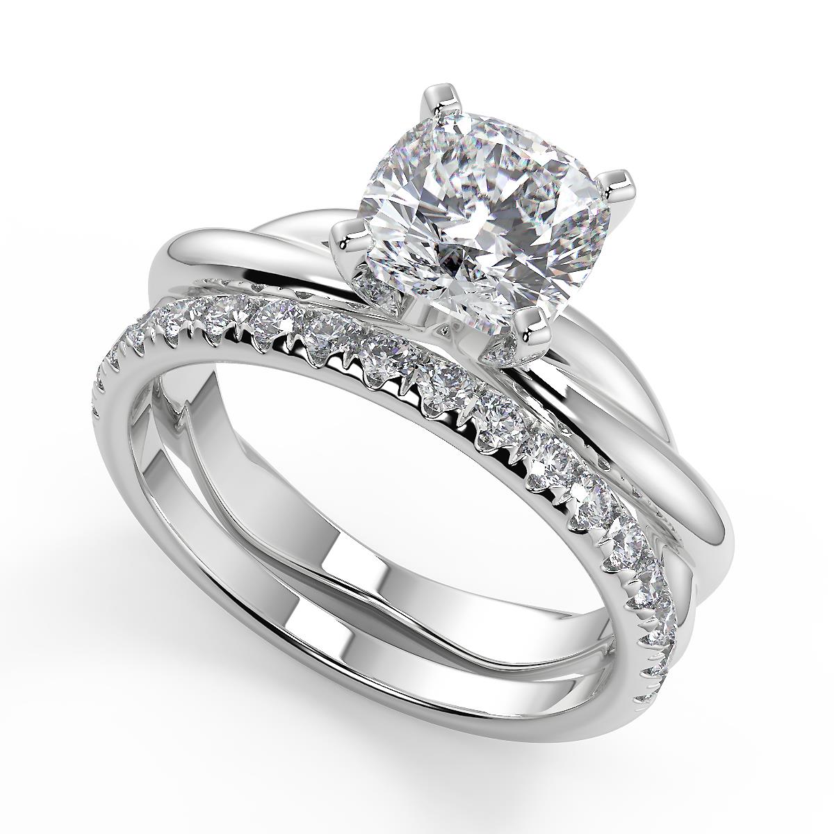 1.6 Ct Cushion Infinity Solitaire Rope Diamond Engagement Ring SI2 G Treated