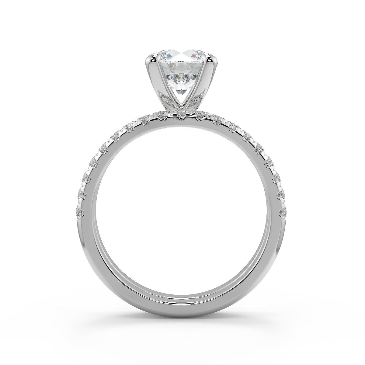 2.45 Ct Round Cut French Pave Flush Fit Diamond Engagement Ring Set VS2 ...
