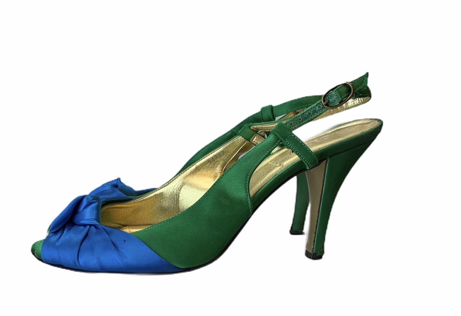 green slingback heels