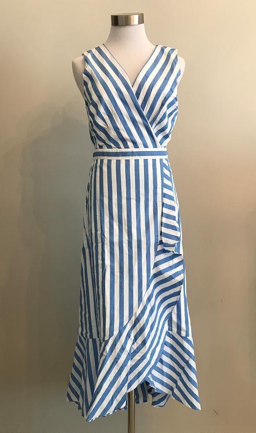 blue white striped dress