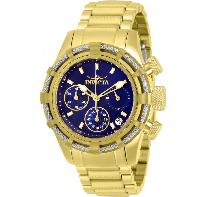 Invicta Bolt 30474 Women's Silver Cable Bezel Gold Tone Chronograph 