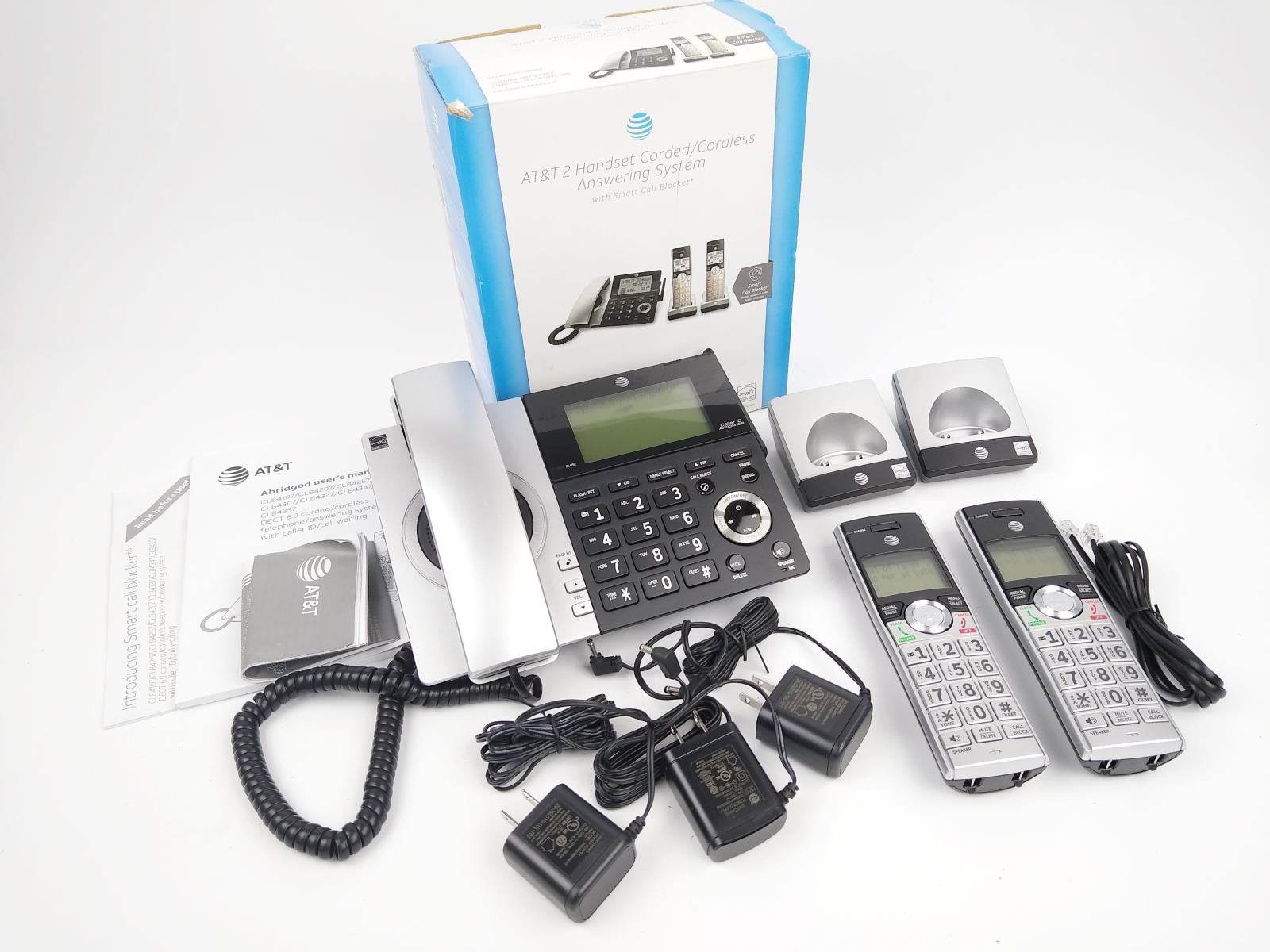 AT&T CL84207 DECT 6.0 2Handset Corded/Cordless Phone Answering System