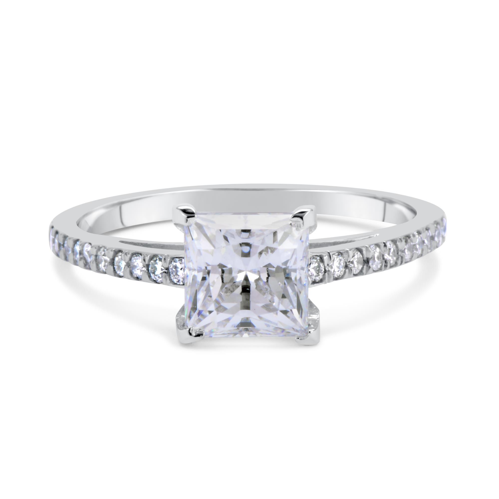 1 5 Ct Cathedral Pave Princess  Cut  Diamond  Engagement Ring  