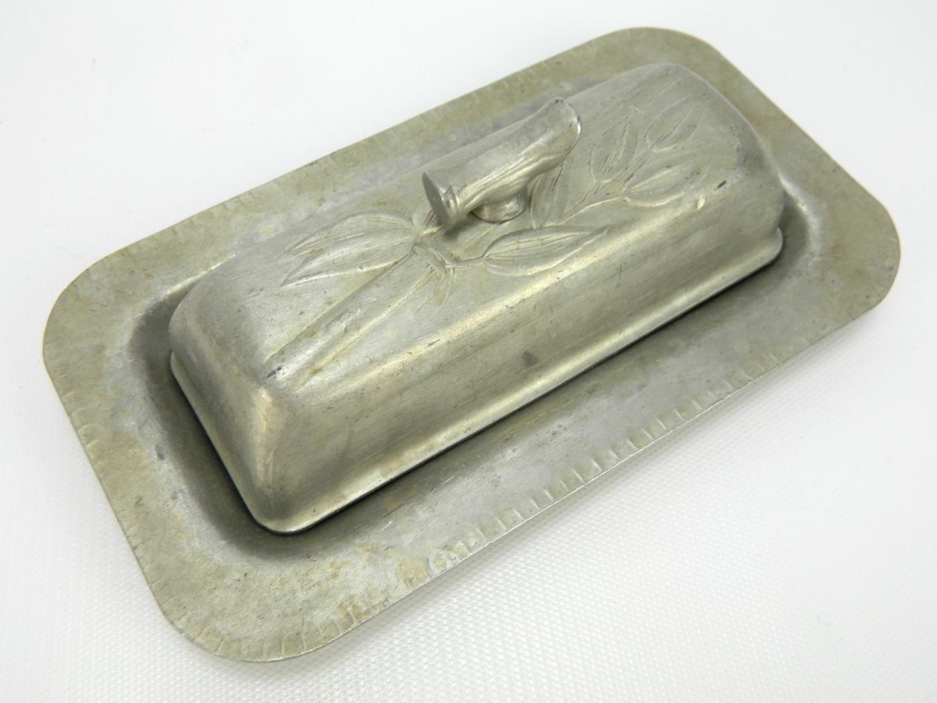 Vintage MCM Everlast Aluminum Covered Butter Dish Retro Bamboo Pattern eBay